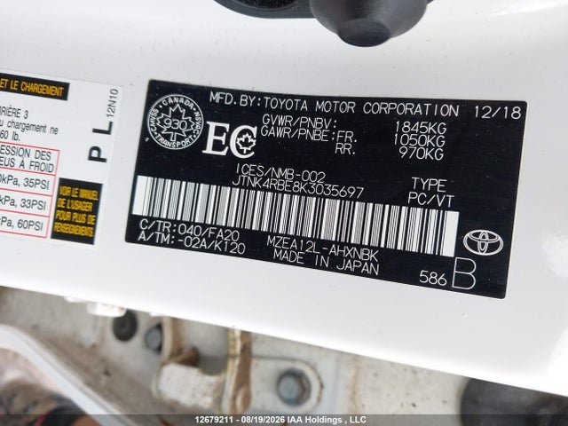 JTNK4RBE8K3035697 Toyota Corolla