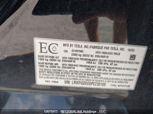 2023 Tesla Model Y Long Range მანქანა იყიდება აუქციონზე, vin: LRWYGDEE8PC230109, აუქციონის ნომერი: 12679213