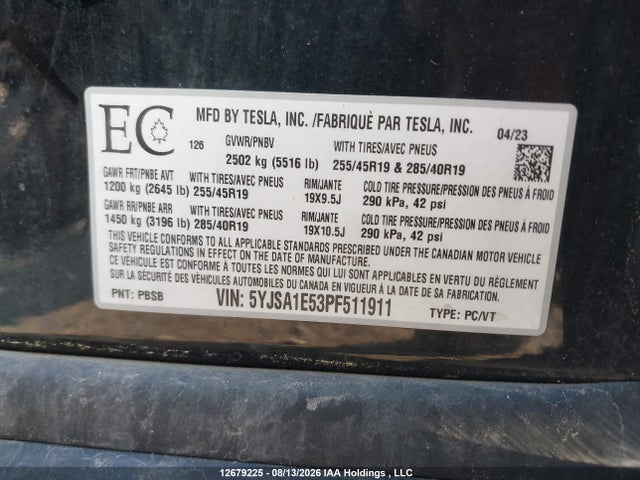 Tesla MODEL S 2023 5YJSA1E53PF511911 Image 20