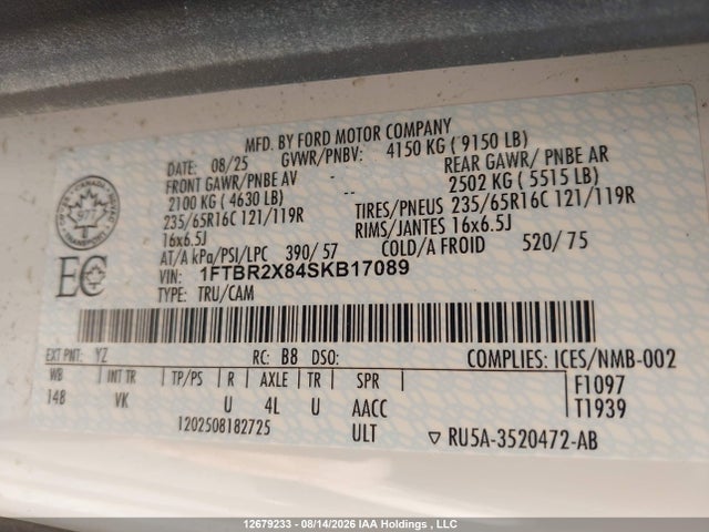 Ford Transit T-250 2025 1FTBR2X84SKB17089 Image 9