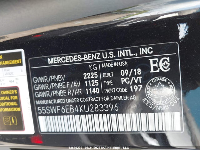 55SWF6EB4KU283396 Mercedes-Benz Amg C 43 4matic