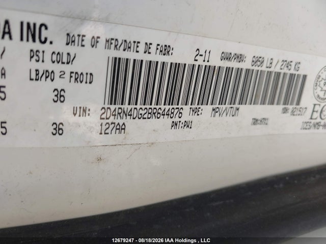 Продажа на аукционе авто 2011 Dodge Grand Caravan Express, vin: 2D4RN4DG2BR644876, номер лота: 12679247