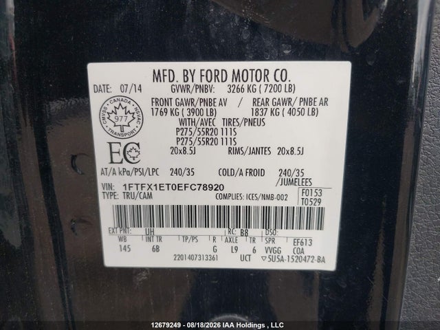 1FTFX1ET0EFC78920 Ford F-150 Fx4