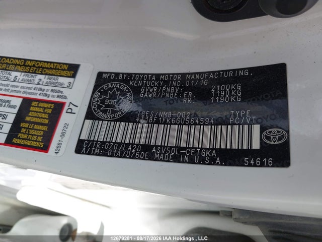 Toyota CAMRY XLE 2016 4T1BF1FK6GU564594 Image 18