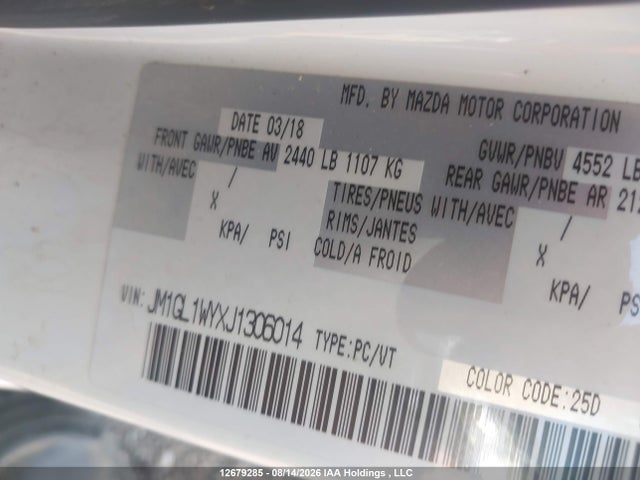 JM1GL1WYXJ1306014 Mazda MAZDA6