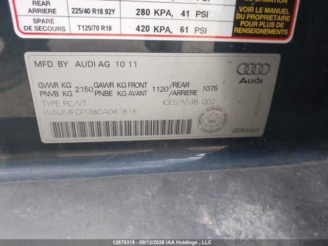 Продажа на аукционе авто 2012 Audi A3 Premium Plus, vin: WAUMFCFM8CA061815, номер лота: 12679319