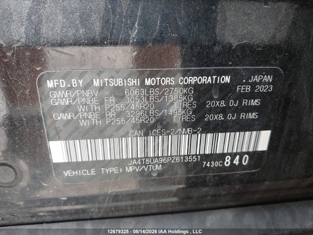 Aukcja sprzedaży 2023 Mitsubishi Outlander Phev, vin: JA4T5UA96PZ613551, numer aukcji: 12679325