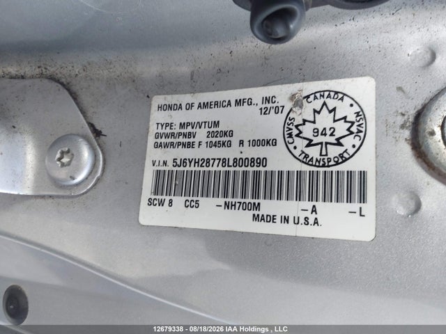 Продаж на аукціоні авто 2008 Honda Element Ex-p, vin: 5J6YH28778L800890, номер лоту: 12679338