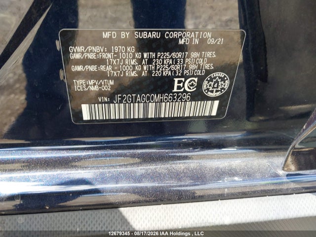 Subaru Crosstrek Premium 2021 JF2GTAGC0MH663296 Image 9