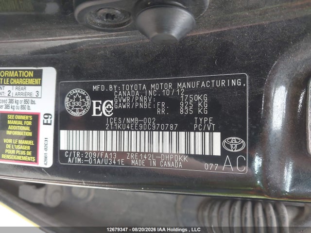 Aukcja sprzedaży 2013 Toyota Corolla Matrix, vin: 2T1KU4EE9DC970787, numer aukcji: 12679347