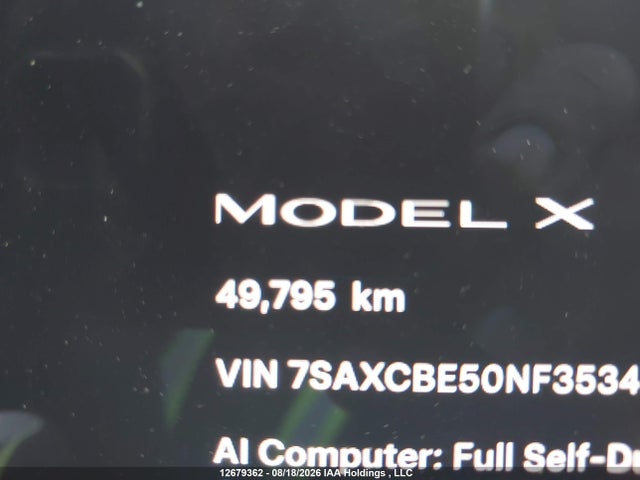 Продаж на аукціоні авто 2022 Tesla Model X, vin: 7SAXCBE50NF353436, номер лоту: 12679362