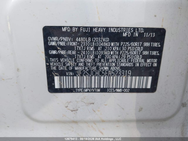 Продажа на аукционе авто 2014 Subaru Forester 2.5i Limited Package, vin: JF2SJCHC5EH523319, номер лота: 12679413