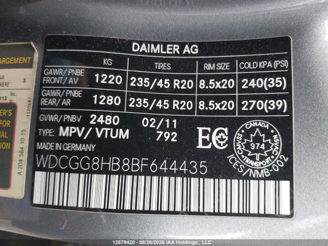2011 Mercedes-benz Glk 350 4matic მანქანა იყიდება აუქციონზე, vin: WDCGG8HB8BF644435, აუქციონის ნომერი: 12679420