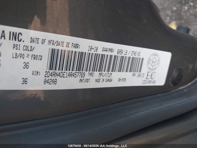 Aukcja sprzedaży 2010 Dodge Grand Caravan Se, vin: 2D4RN4DE1AR457769, numer aukcji: 12679430