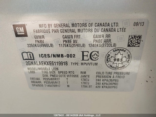 Chevrolet EQUINOX LS 2014 2GNALAEKXE6119918 Image 9