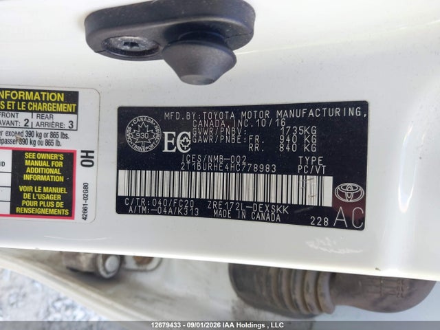 Toyota COROLLA SE 2017 2T1BURHE4HC778983 Image 9