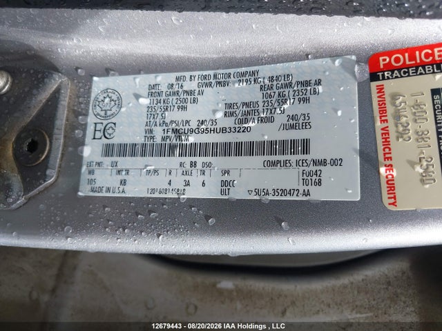 Ford ESCAPE SE 2017 1FMCU9G95HUB33220 Image 18