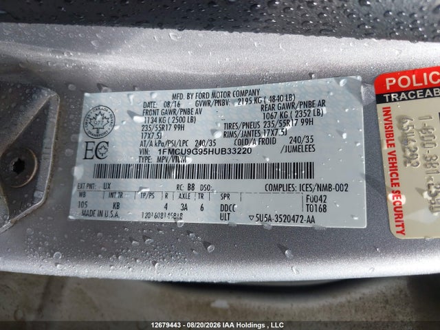 Ford ESCAPE SE 2017 1FMCU9G95HUB33220 Image 9