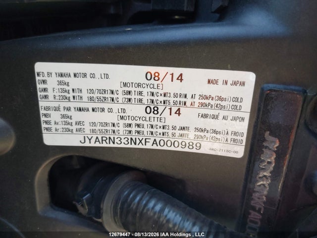 Yamaha FZ09 2015 JYARN33NXFA000989 Image 13