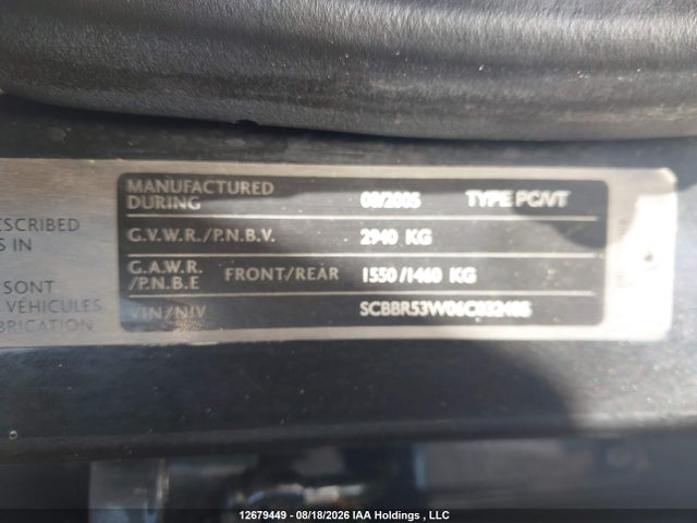 12679449 :رقم المزاد ، SCBBR53W06C032405 vin ، 2006 Bentley Continental Flying Spur مزاد بيع