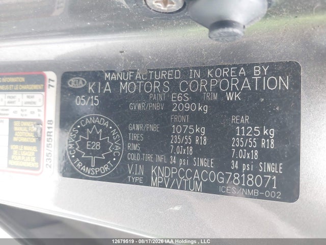 Продажа на аукционе авто 2016 Kia Sportage Ex/ex Luxury, vin: KNDPCCAC0G7818071, номер лота: 12679519