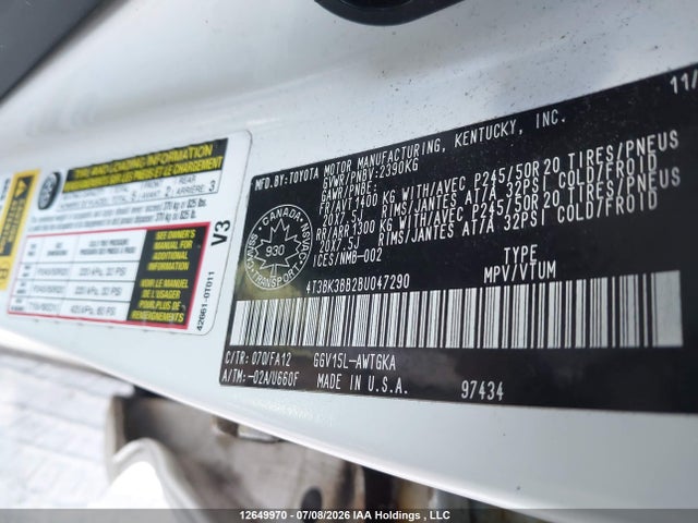 12649970 :رقم المزاد ، 4T3BK3BB2BU047290 vin ، 2011 Toyota Venza Base V6 مزاد بيع