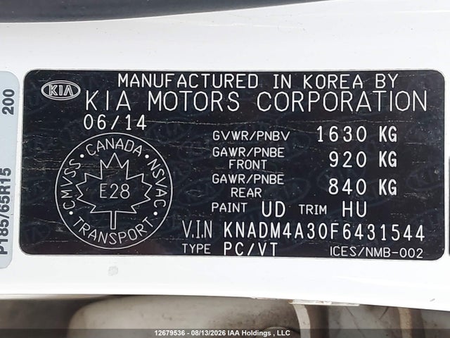 Продаж на аукціоні авто 2015 Kia Rio Lx, vin: KNADM4A30F6431544, номер лоту: 12679536