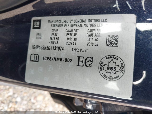 Buick Verano 2016 1G4P15SK5G4131074 Image 19