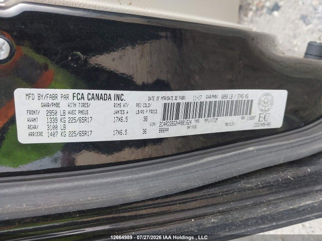 Продажа на аукционе авто 2017 Dodge Grand Caravan Cvp/sxt, vin: 2C4RDGBG2HR881624, номер лота: 12664989