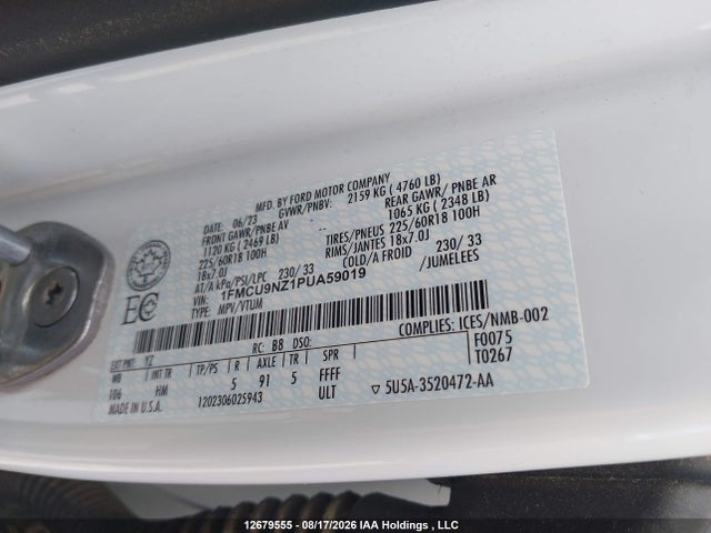 1FMCU9NZ1PUA59019 Ford Escape St-line Select