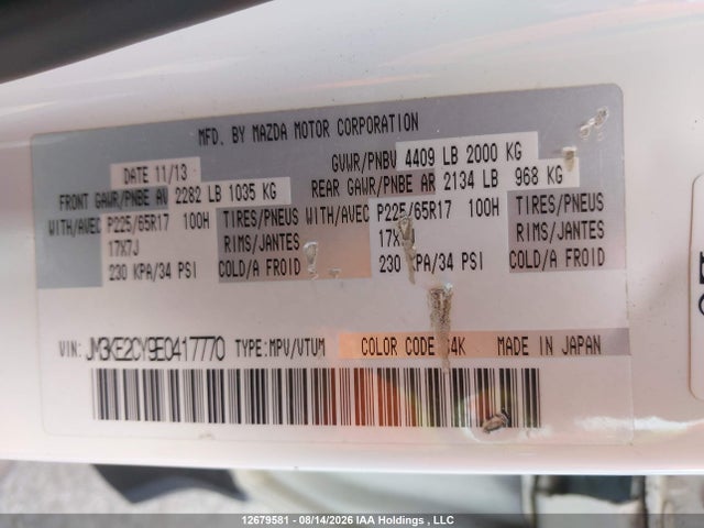 Aukcja sprzedaży 2014 Mazda Cx-5, vin: JM3KE2CY9E0417770, numer aukcji: 12679581