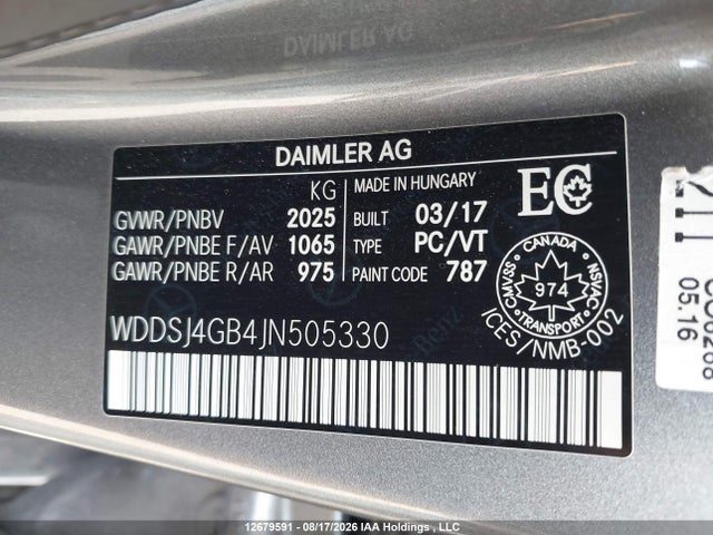 Aukcja sprzedaży 2018 Mercedes-benz Cla 250 4matic, vin: WDDSJ4GB4JN505330, numer aukcji: 12679591