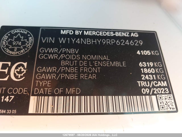 W1Y4NBHY9RP624629 Mercedes-Benz Sprinter 2500 Standard Roof 4-cyl Diesel Ho