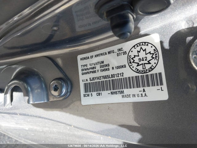 Продаж на аукціоні авто 2005 Honda Element Ex, vin: 5J6YH27665L801212, номер лоту: 12679608