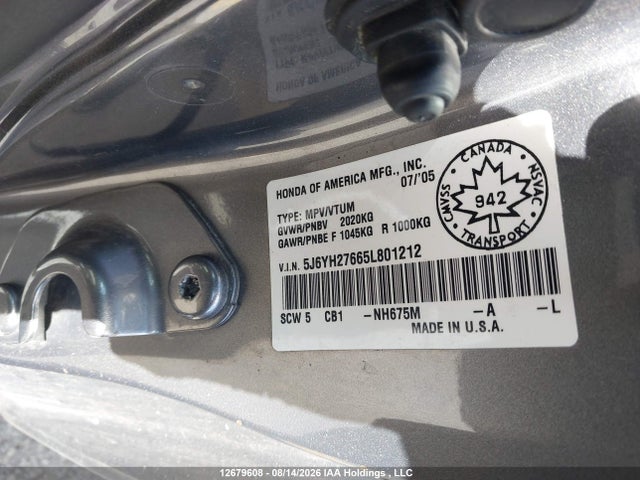 Продаж на аукціоні авто 2005 Honda Element Ex, vin: 5J6YH27665L801212, номер лоту: 12679608