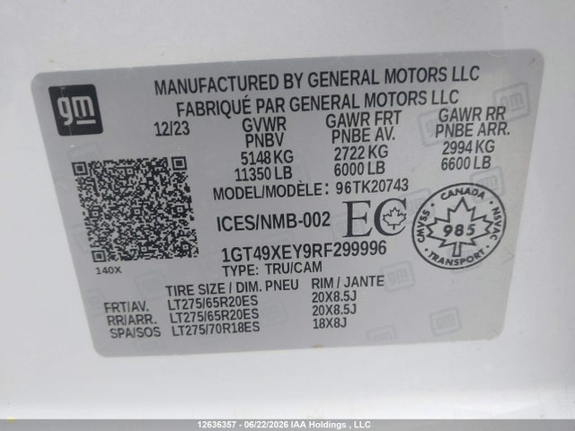 Auction sale of the 2024 Gmc Sierra 2500hd Denali Ultimate, vin: 1GT49XEY9RF299996, lot number: 12636357