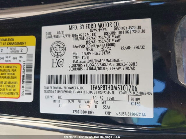 Ford Mustang 2021 1FA6P8TH0M5101706 Image 19