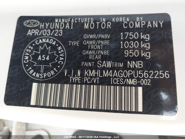 KMHLM4AG0PU562256 Hyundai Elantra Preferred Ivt