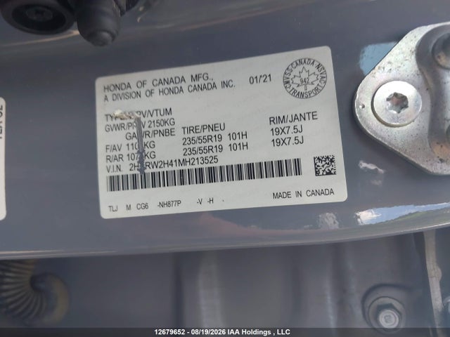 2HKRW2H41MH213525 Honda Cr-v Sport