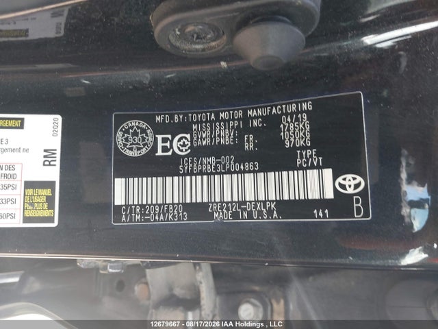 Toyota Corolla 2020 5YFBPRBE3LP004863 Image 9