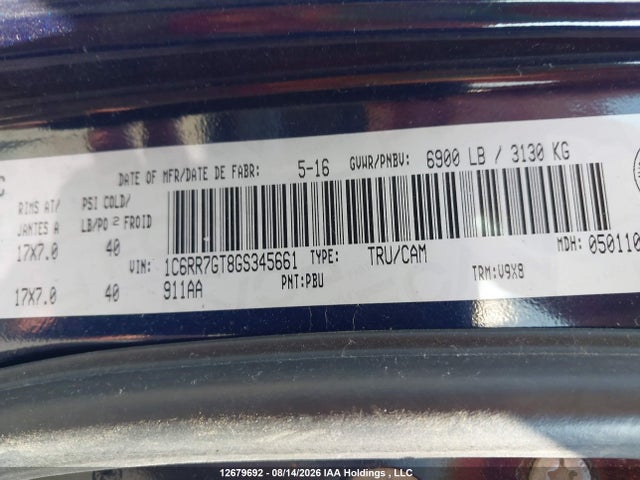 RAM 1500 Slt 2016 1C6RR7GT8GS345661 Image 9