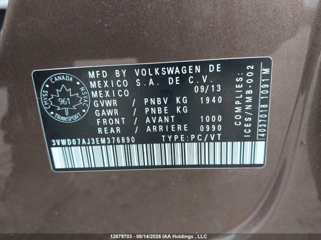 3VWD07AJ3EM376890 Volkswagen JETTA SE