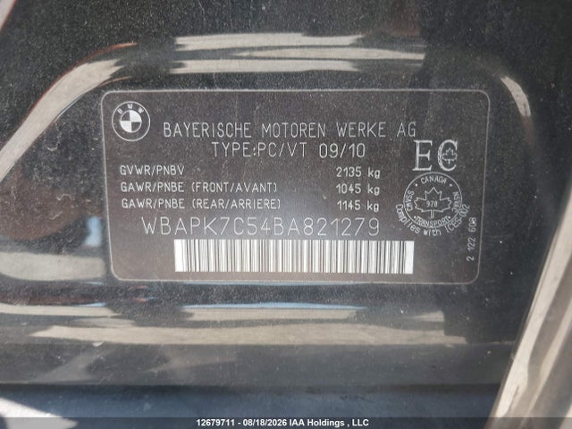 2011 Bmw 328 Xi მანქანა იყიდება აუქციონზე, vin: WBAPK7C54BA821279, აუქციონის ნომერი: 12679711