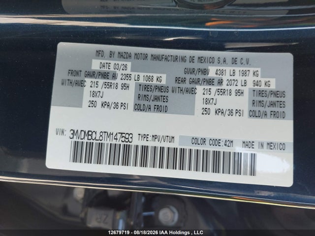 3MVDMBCL8TM147593 Mazda Cx-30 Gs