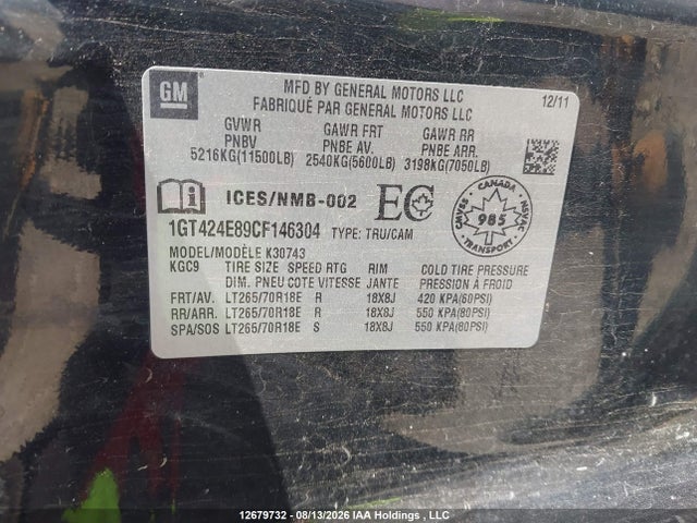 Продажа на аукционе авто 2012 Gmc Sierra K3500 Slt, vin: 1GT424E89CF146304, номер лота: 12679732