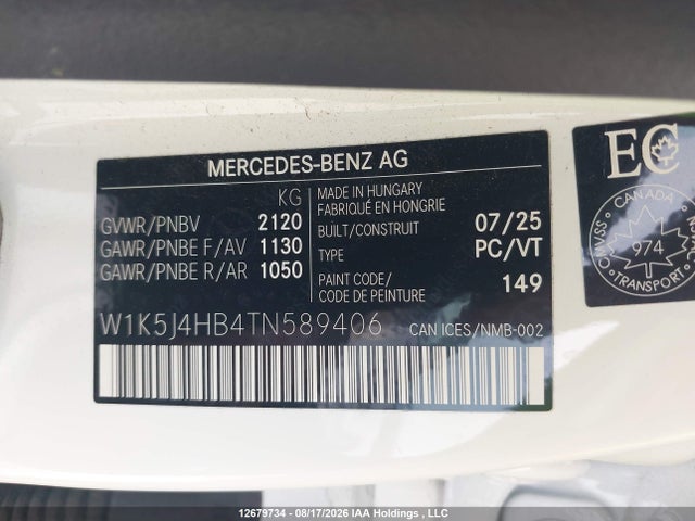 2026 Mercedes-benz Cla 250 4matic მანქანა იყიდება აუქციონზე, vin: W1K5J4HB4TN589406, აუქციონის ნომერი: 12679734