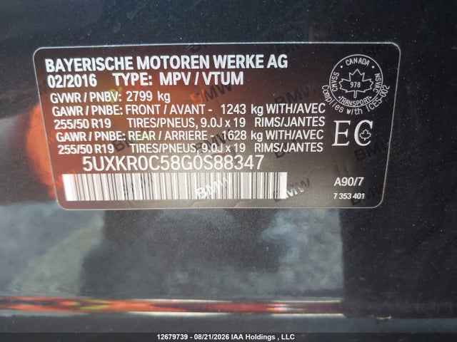 12679739 :رقم المزاد ، 5UXKR0C58G0S88347 vin ، 2016 Bmw X5 Xdrive35i مزاد بيع