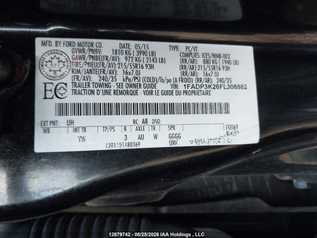1FADP3K26FL308882 Ford FOCUS SE