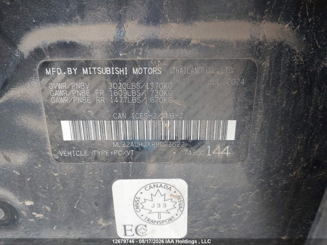 Mitsubishi MIRAGE ES 2024 ML32AUHJXRH023622 Image 9