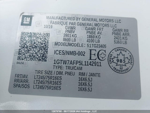 GMC Savana 2500 Work Van 2020 1GTW7AFP5L1142911 Image 9